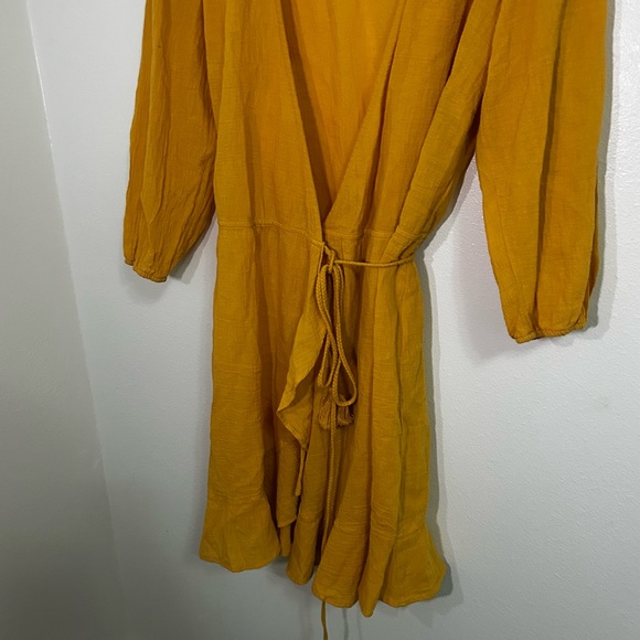 Honorine golden yellow gauze wrap style swim cover up - Picture 6 of 9